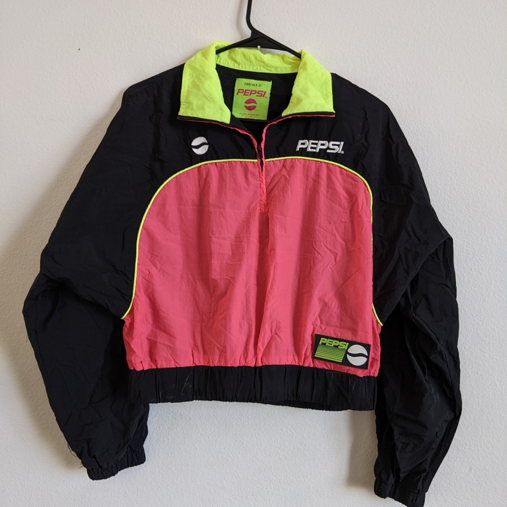 Women's Forever 21 Pepsi cropped windbreaker size small